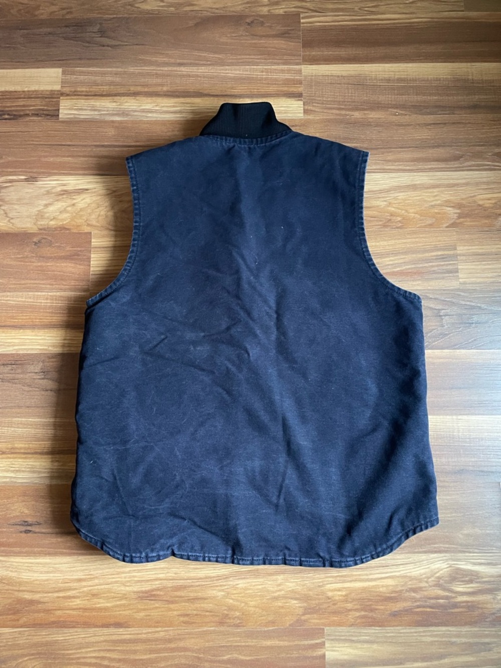 Carhartt Navy Duck Canvas Insulated Work Vest Zip Front Quilted Lined Men’s M - Picture 6 of 6